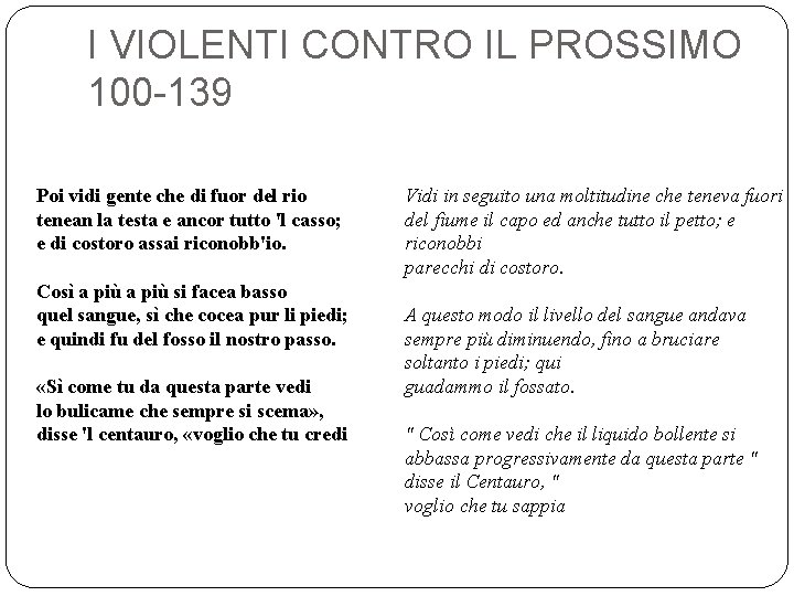 I VIOLENTI CONTRO IL PROSSIMO 100 -139 Poi vidi gente che di fuor del