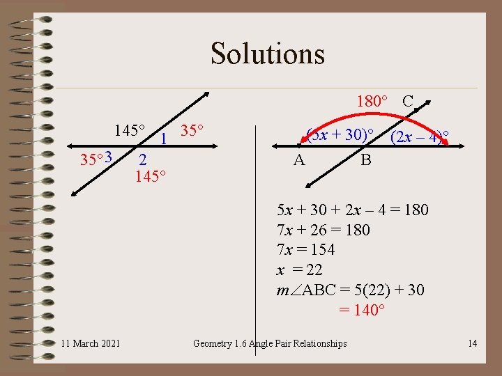 Solutions 180° C 145° 1 35° 3 2 145° (5 x + 30)° (2