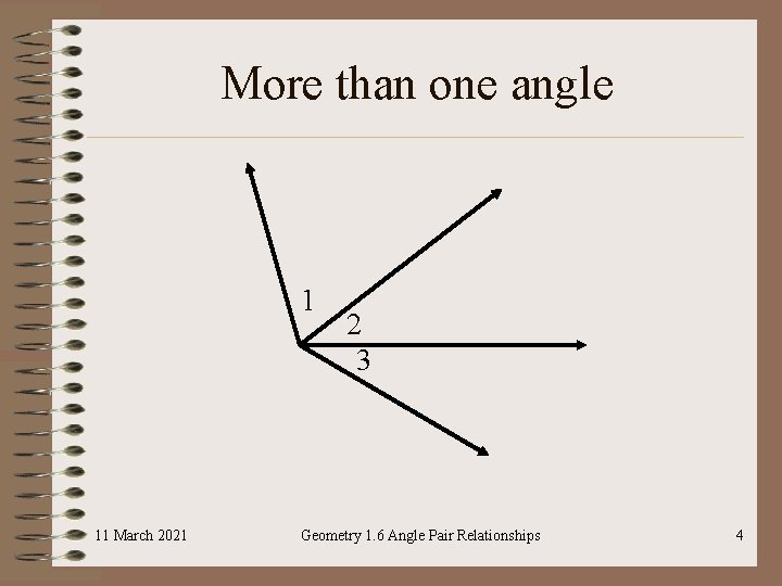 More than one angle 1 11 March 2021 2 3 Geometry 1. 6 Angle