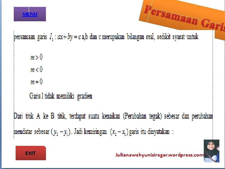 MENU EXIT Persa maan Garis 