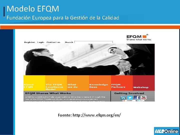 Modelo EFQM Fundación Europea para la Gestión de la Calidad Fuente: http: //www. efqm.