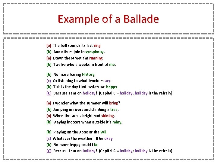 Example of a Ballade (a) The bell sounds its last ring (b) And others