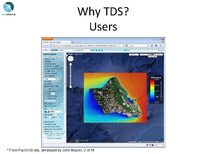 Why TDS? Users * From Pac. IOOS site, developed by John Maurer, U of