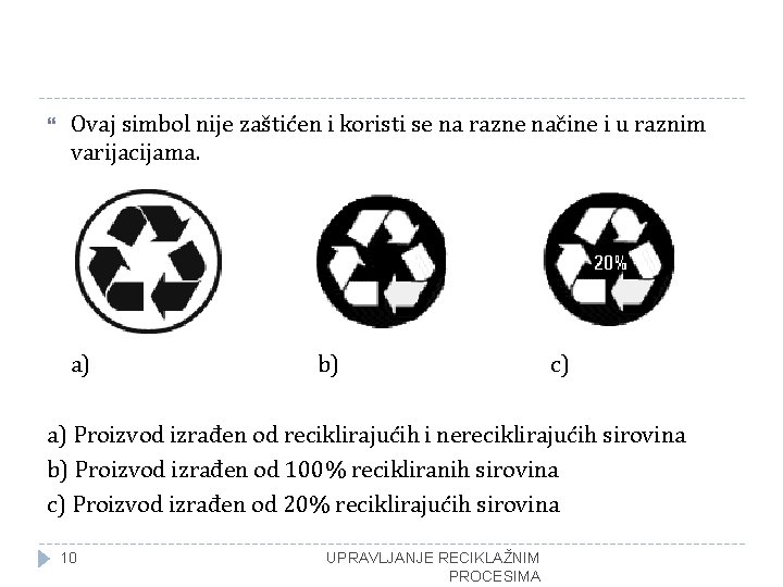  Ovaj simbol nije zaštićen i koristi se na razne načine i u raznim