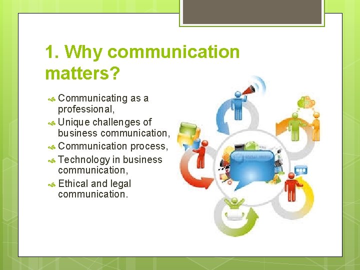 1. Why communication matters? Communicating as a professional, Unique challenges of business communication, Communication 1. Why communication matters? Communicating as a professional, Unique challenges of business communication, Communication