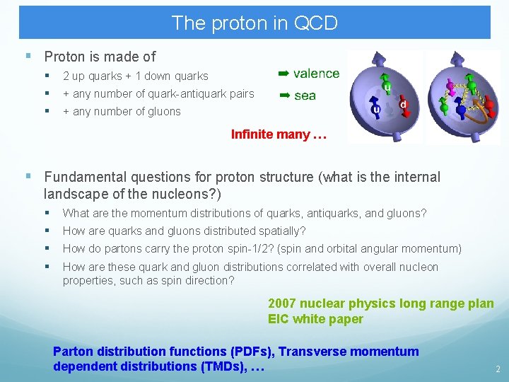 The proton in QCD § Proton is made of § § § 2 up The proton in QCD § Proton is made of § § § 2 up