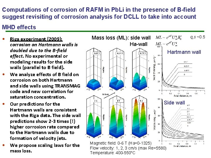 Computations of corrosion of RAFM in Pb. Li in the presence of B-field suggest Computations of corrosion of RAFM in Pb. Li in the presence of B-field suggest