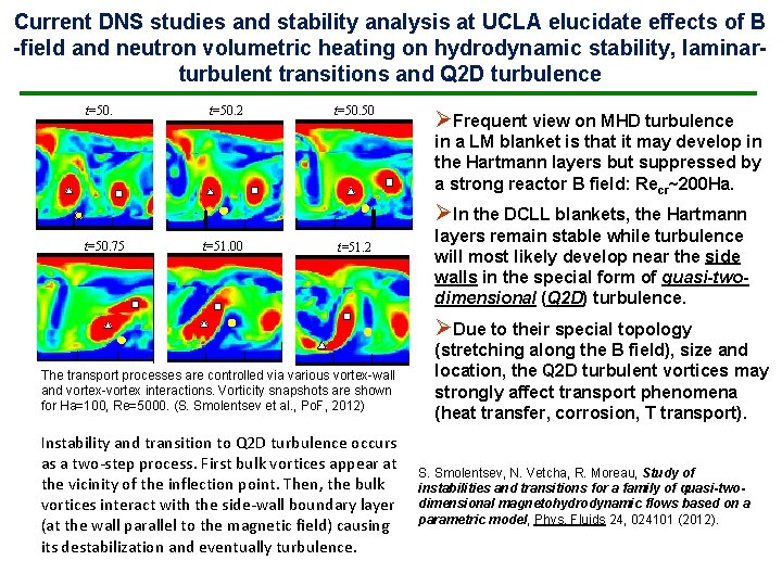 Current DNS studies and stability analysis at UCLA elucidate effects of B -field and Current DNS studies and stability analysis at UCLA elucidate effects of B -field and
