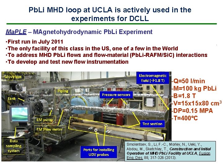 Pb. Li MHD loop at UCLA is actively used in the experiments for DCLL Pb. Li MHD loop at UCLA is actively used in the experiments for DCLL