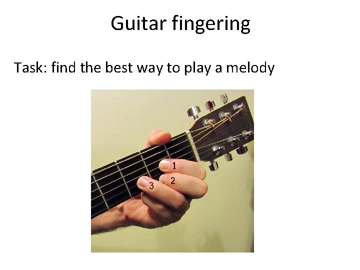 Guitar fingering Task: find the best way to play a melody 