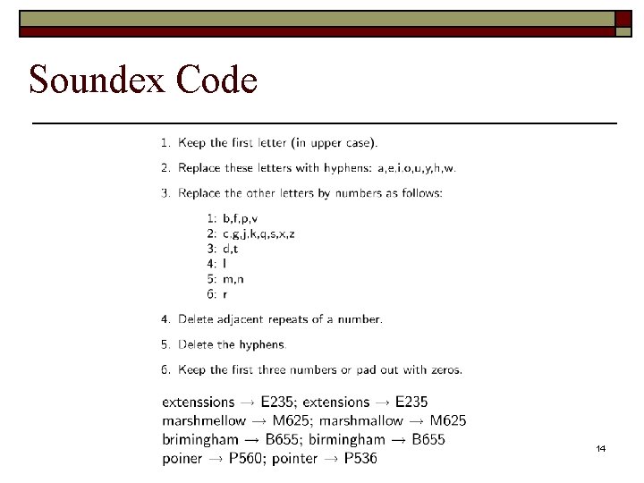 Soundex Code 14 