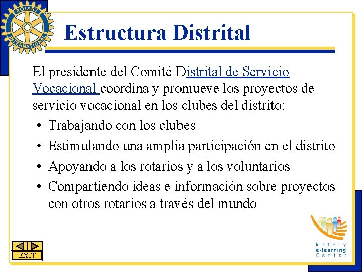 Estructura Distrital El presidente del Comité Distrital de Servicio Vocacional coordina y promueve los