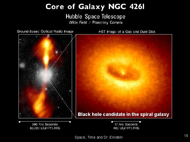 Black hole candidate in the spiral galaxy Space, Time and Dr. Einstein 15 