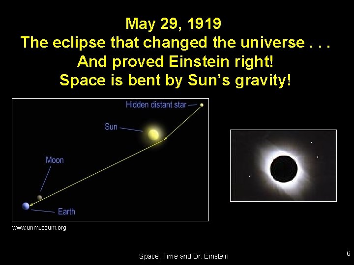 May 29, 1919 The eclipse that changed the universe. . . And proved Einstein