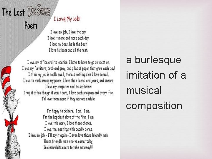 a burlesque imitation of a musical composition 