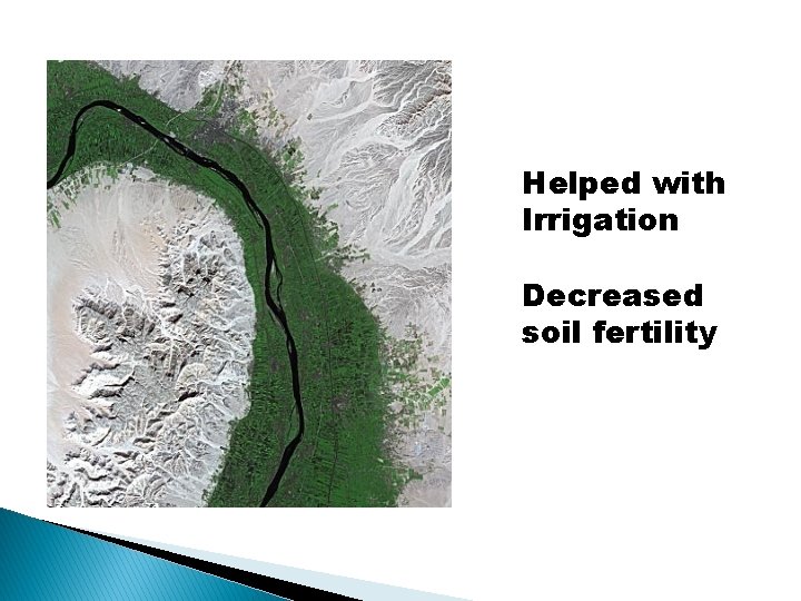 Helped with Irrigation Decreased soil fertility Helped with Irrigation Decreased soil fertility