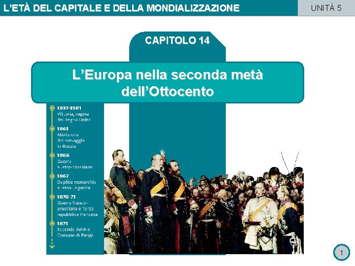 L’ETÀ DEL CAPITALE E DELLA MONDIALIZZAZIONE UNITÀ 5 CAPITOLO 14 L’Europa nella seconda metà