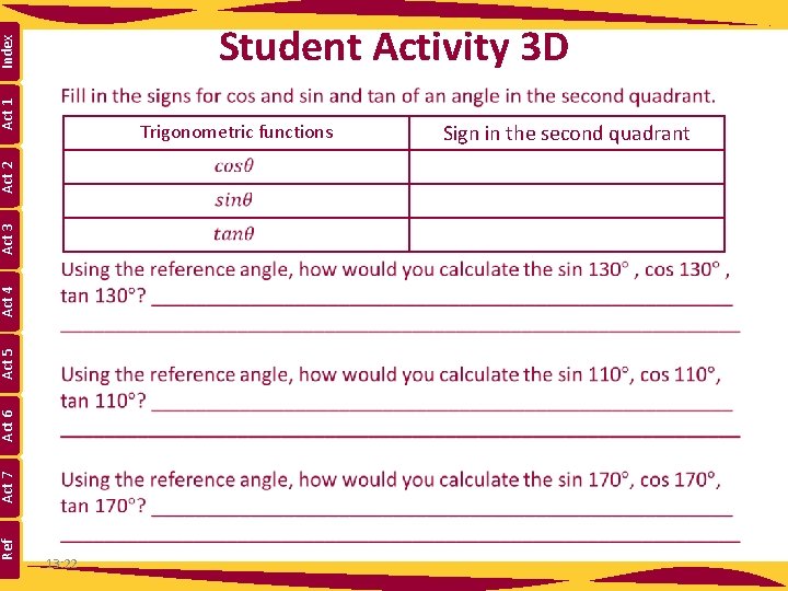  Trigonometric functions Ref Act 7 Act 6 Act 5 Act 4 Act 3