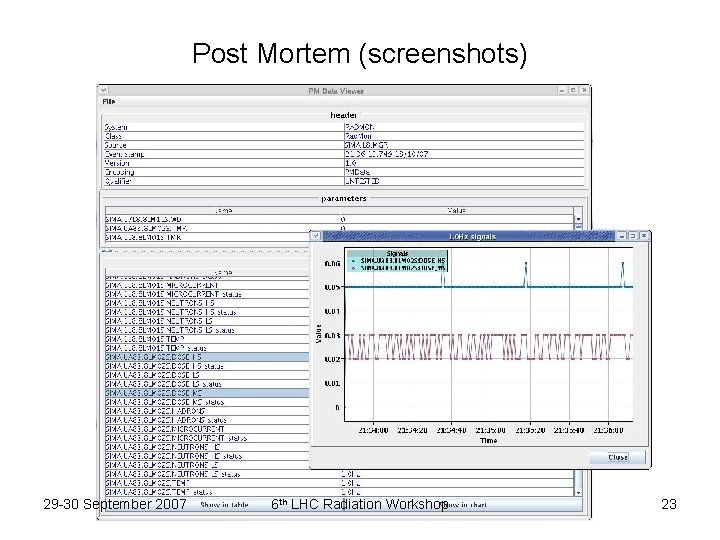 Post Mortem (screenshots) 29 -30 September 2007 6 th LHC Radiation Workshop 23 