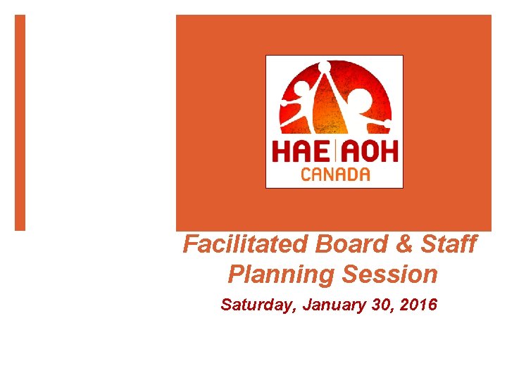  Facilitated Board & Staff Planning Session Saturday, January 30, 2016 