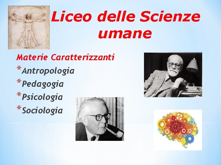 *Liceo delle Scienze umane Materie Caratterizzanti *Antropologia *Pedagogia *Psicologia *Sociologia 