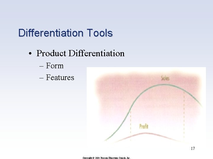 Differentiation Tools • Product Differentiation – Form – Features 17 Copyright © 2004 Pearson Differentiation Tools • Product Differentiation – Form – Features 17 Copyright © 2004 Pearson