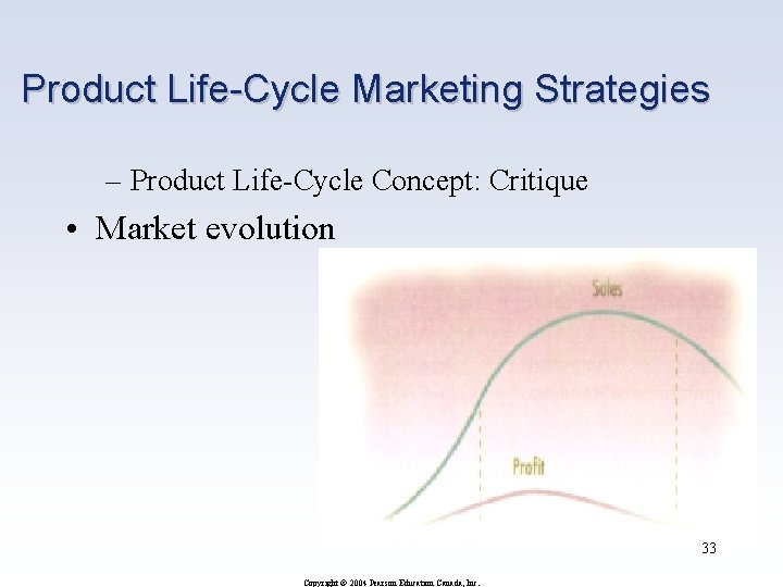 Product Life-Cycle Marketing Strategies – Product Life-Cycle Concept: Critique • Market evolution 33 Copyright Product Life-Cycle Marketing Strategies – Product Life-Cycle Concept: Critique • Market evolution 33 Copyright