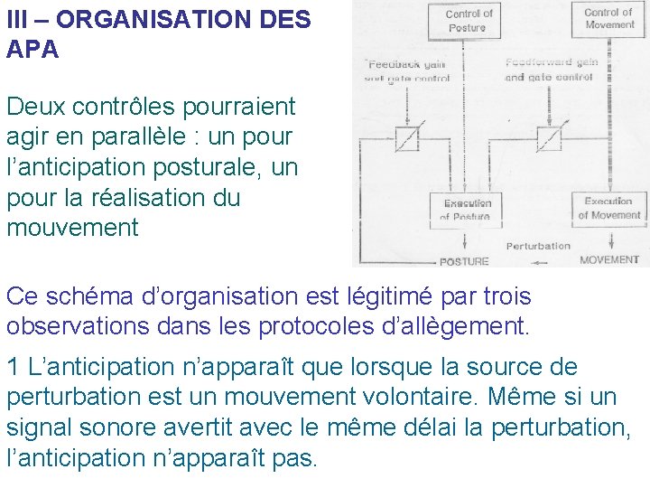 III – ORGANISATION DES APA Deux contrôles pourraient agir en parallèle : un pour