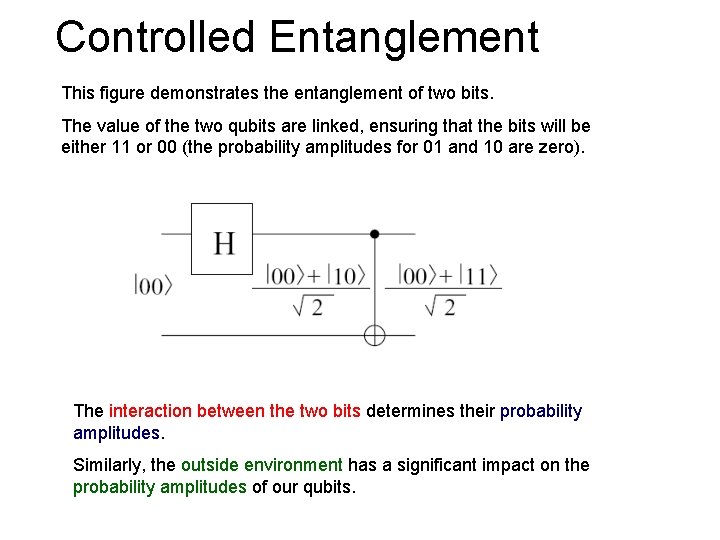 Controlled Entanglement This figure demonstrates the entanglement of two bits. The value of the