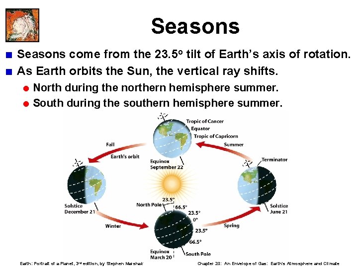 Seasons < Seasons come from the 23. 5 o tilt of Earth’s axis of