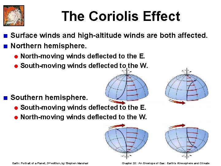 The Coriolis Effect < Surface winds and high-altitude winds are both affected. < Northern
