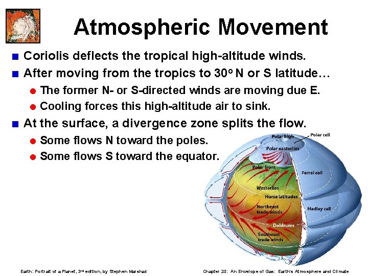 Atmospheric Movement < Coriolis deflects the tropical high-altitude winds. < After moving from the