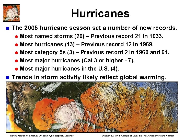 Hurricanes < The 2005 hurricane season set a number of new records. = Most