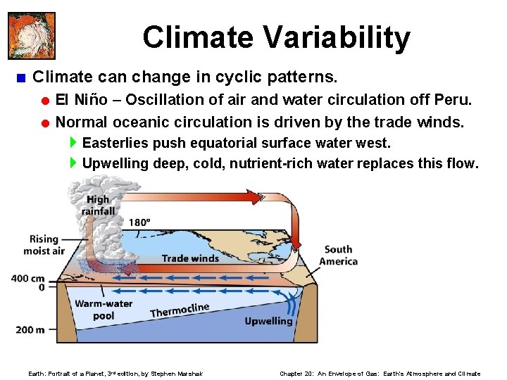 Climate Variability < Climate can change in cyclic patterns. = El Niño – Oscillation