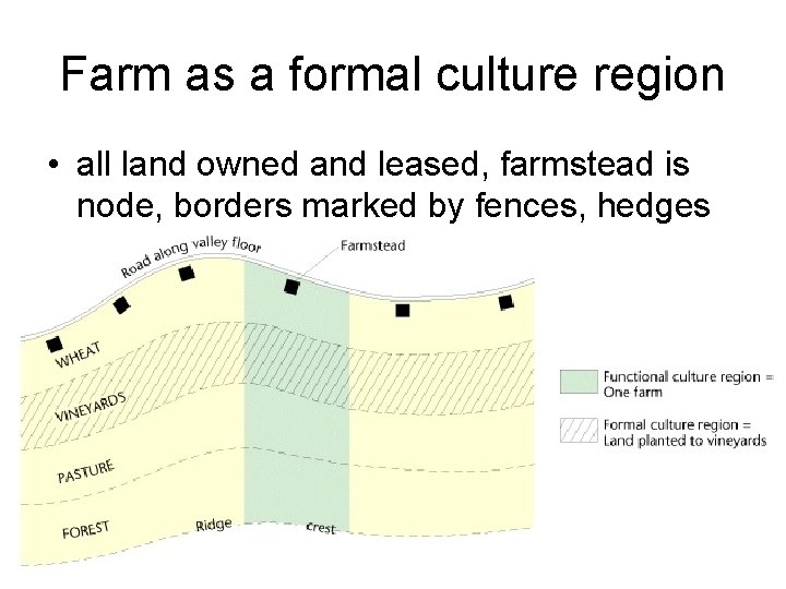 Farm as a formal culture region • all land owned and leased, farmstead is