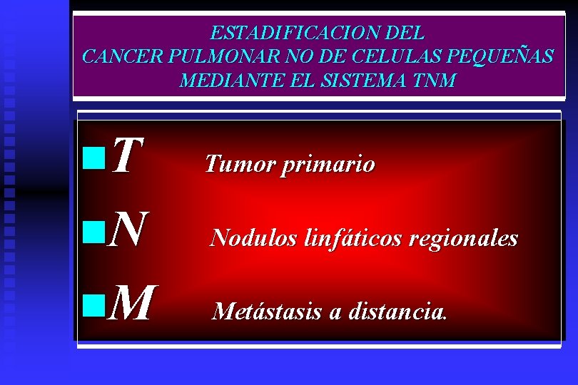 ESTADIFICACION DEL CANCER PULMONAR NO DE CELULAS PEQUEÑAS MEDIANTE EL SISTEMA TNM n. T