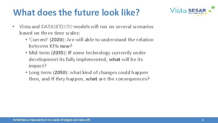 What does the future look like? ▪ Vista and DATASET 2050 models will run