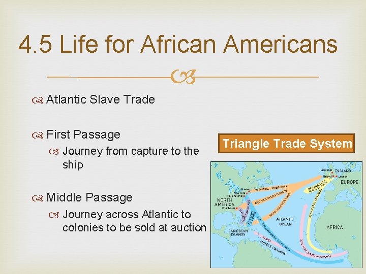 4. 5 Life for African Americans Atlantic Slave Trade First Passage Journey from capture