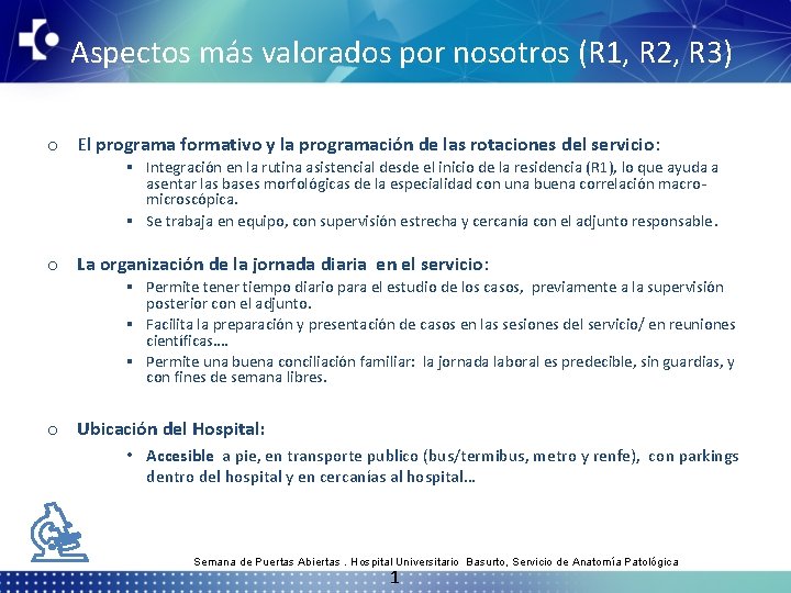 Aspectos más valorados por nosotros (R 1, R 2, R 3) o El programa