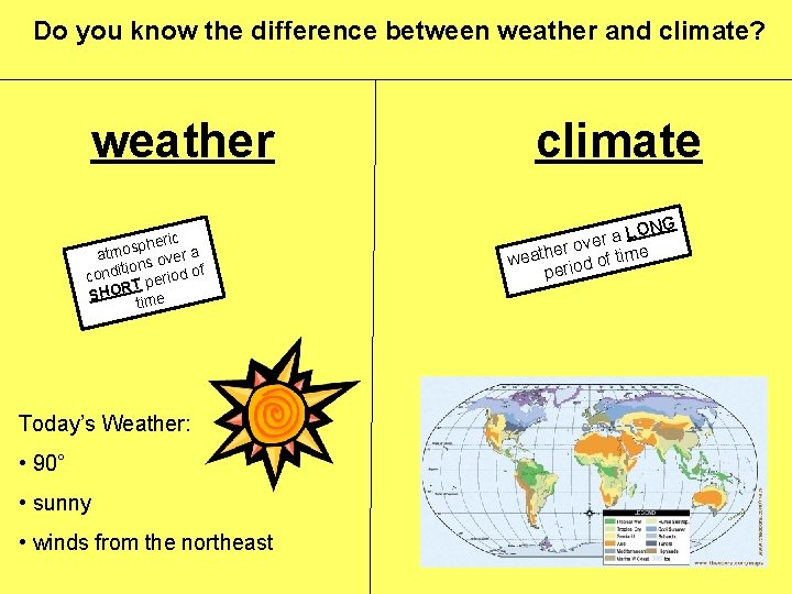 Do you know the difference between weather and climate? weather c pheri a s