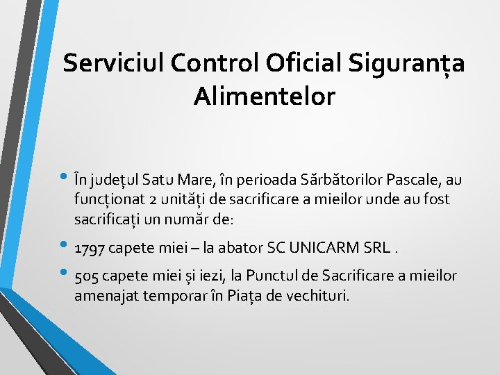 Serviciul Control Oficial Siguranța Alimentelor • În județul Satu Mare, în perioada Sărbătorilor Pascale, Serviciul Control Oficial Siguranța Alimentelor • În județul Satu Mare, în perioada Sărbătorilor Pascale,