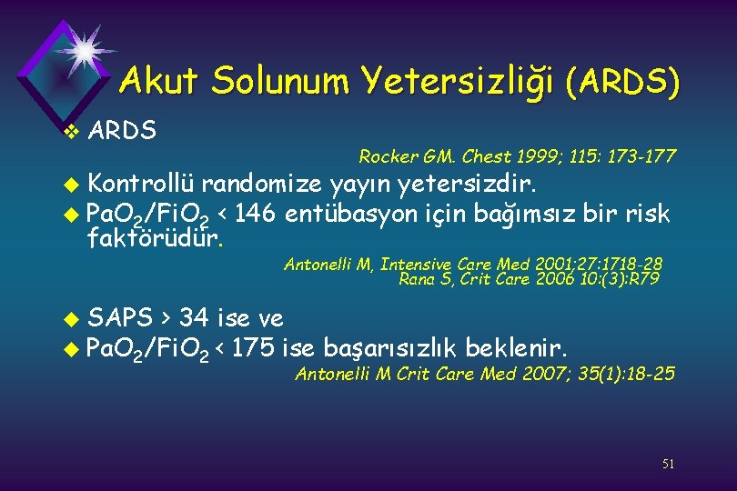 Akut Solunum Yetersizliği (ARDS) v ARDS u Kontrollü Rocker GM. Chest 1999; 115: 173