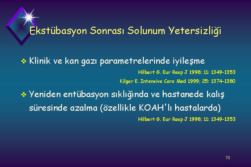 Ekstübasyon Sonrası Solunum Yetersizliği v Klinik ve kan gazı parametrelerinde iyileşme Hilbert G. Eur