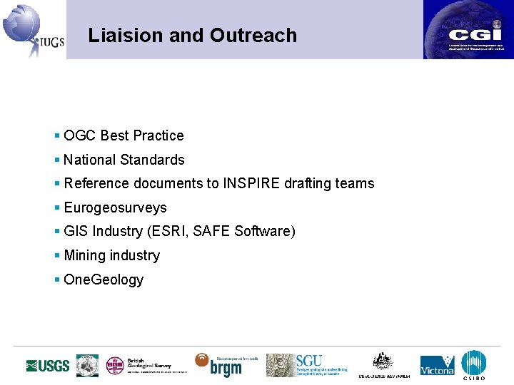 Liaision and Outreach § OGC Best Practice § National Standards § Reference documents to