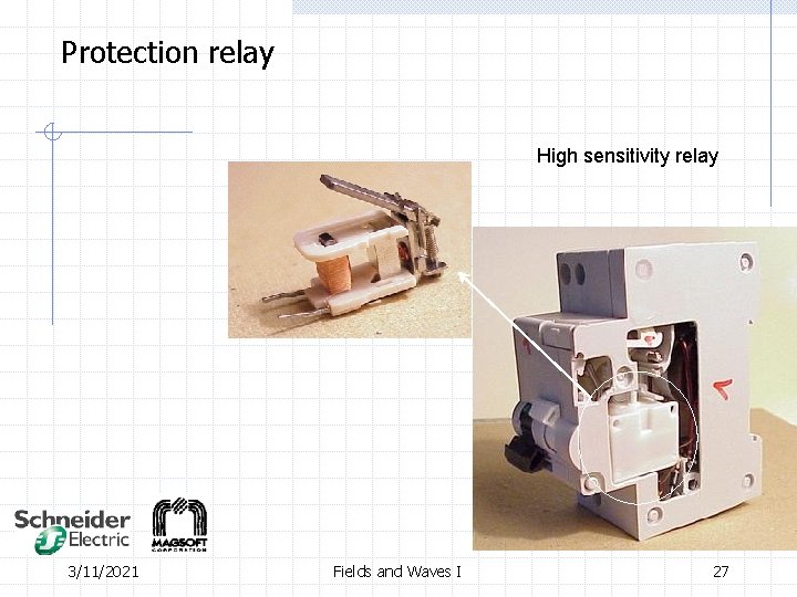 Protection relay High sensitivity relay 3/11/2021 Fields and Waves I 27 