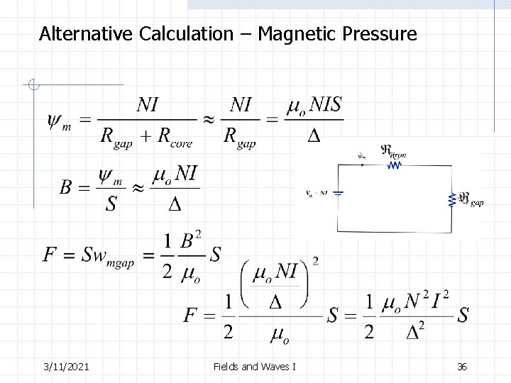 Alternative Calculation – Magnetic Pressure 3/11/2021 Fields and Waves I 36 