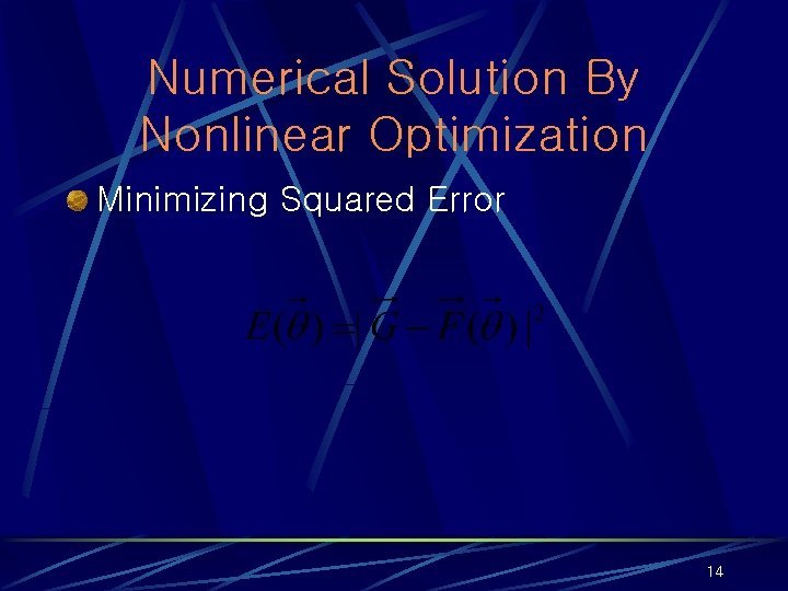 Numerical Solution By Nonlinear Optimization Minimizing Squared Error 14 