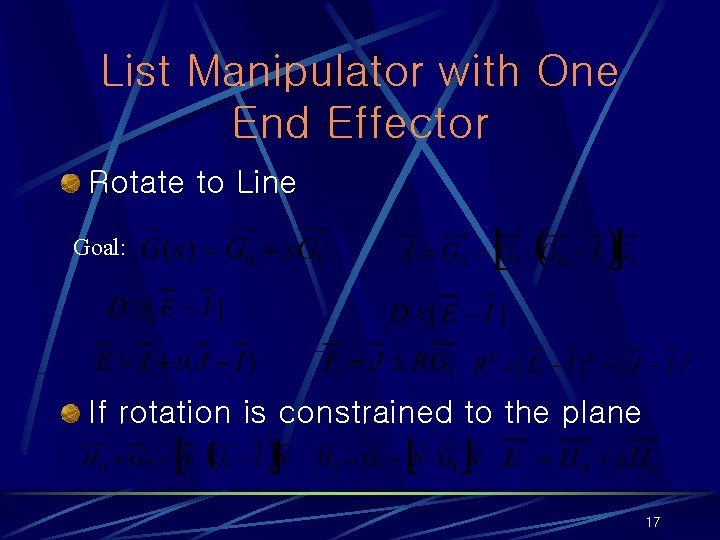 List Manipulator with One End Effector Rotate to Line Goal: If rotation is constrained