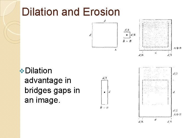 Dilation and Erosion v. Dilation advantage in bridges gaps in an image. 