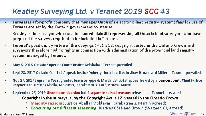 Keatley Surveying Ltd. v Teranet 2019 SCC 43 - Teranet is a for-profit company